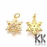 Brass pendant with zircons - snowflake - 14 x 11.5 x 2 mm