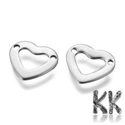 304 Nerezový mezičlánek - srdce - 10 x 11 x 0,8 mm