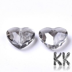 Glass cut beads - plated transparent heart - 10 x 12 x 5.5 mm