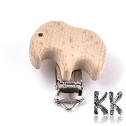 Wooden pacifier clip - elephant - 49 x 41 x 19 mm