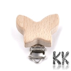 Wooden pacifier clip - butterfly - 48 - 49 x 40 x 18 mm