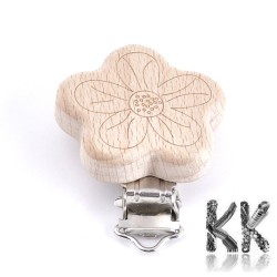 Dřevěný klip na dudlík - kytička - 52 x 39 x 18 mm