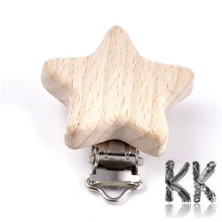 Dřevěný klip na dudlík - hvězdička - 52 x 44 x 18,5 mm