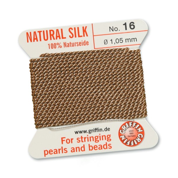 GRIFFIN Natural Silk Cord with Needle - Thickness 1.05 mm - roll 2 m