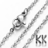 Steel chain with a lobster claw clasp, a length of 40 cm and a diameter of 2 mm. The chain is surface vacuum plated with a layer of 304 stainless steel.
THE PRICE IS FOR 1 PCS.