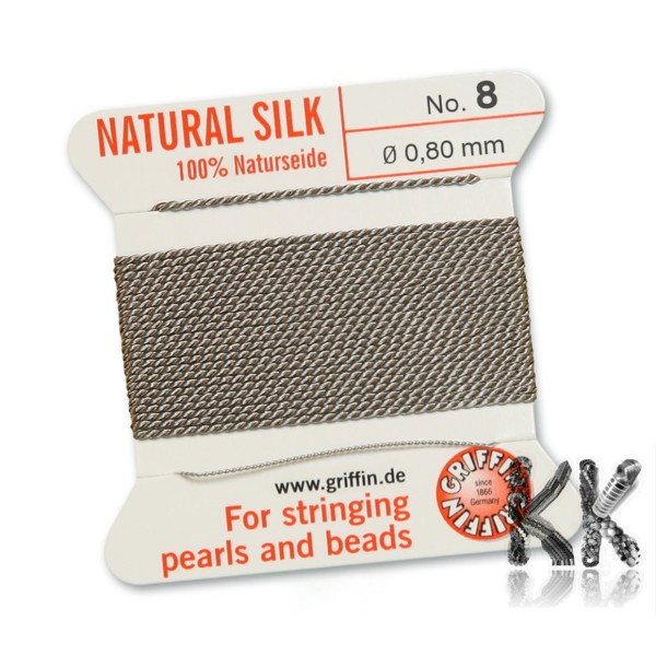 GRIFFIN Natural Silk Cord with Needle - Thickness 0.80 mm - roll 2 m