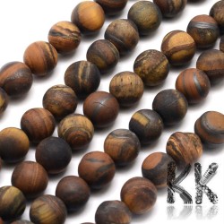 Natural Frosted Tiger Eye - Round Beads - Ø 4 mm, Hole: 0,8 mm