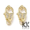 Luxury Brass Lobster Claw Clasp with Zircons - Butterfly - 16 x 9.5 x 6 mm, Hole: 3,5 mm