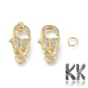 Luxury Brass Lobster Claw Clasp with Zircons - Butterfly - 16 x 9.5 x 6 mm, Hole: 3,5 mm