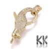Luxury Brass Lobster Claw Clasp with Zircons - penguin - 28 x 15 x 8 mm, Hole: 1,4 mm