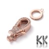 Luxury Brass Lobster Claw Clasp with Zircons Real Rose Gold Plated - 22.8 x 12 x 4.8 mm, Hole: 1,2 mm