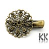 Decorative iron hair clip with surface colored plating and filigree decor in the shape of flowers, which can be used as a finished clip or as a semi-finished product for making a clip decoration. It is an alligator clip with an opening joint and jaws. The buckle has dimensions of 35 x 25 x 10 mm.
THE PRICE IS FOR 1 PCS.