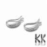 Luxury Brass Earring Hooks with Zircons - 13.5 x 8 x 2 mm, Hole: 1mm, Pin: 0.8mm  (1 pair)