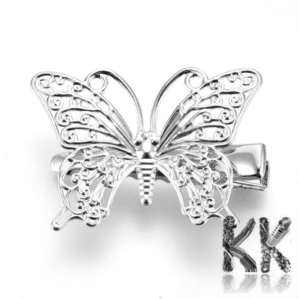 Decorative iron hair clip - butterfly - alligator type - 34 x 26 x 9.5 mm