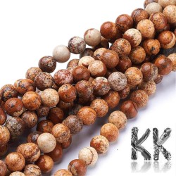 Natural Brown Marble - So-called Picture Jasper - Round Beads - Ø 6 mm, Hole: 0.8 mm