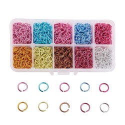 Lakované hliníkové spojovací kroužky - mix barev - Ø 10 x 1 mm