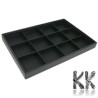 Stackable Wood Display Trays - Black Leatherette - 12 Compartments - 35 x 24 x 3 cm