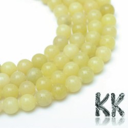 Přírodní chalcedon / imitace žlutého topazu – 8–9mm – Leštěné kuličky – Průvlek: 1mm – Množství: 1 kus