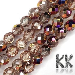 Czech Crystal Glass - Semi-Plated Faceted Round Beads - Ø 8 mm, Hole: 1 mm