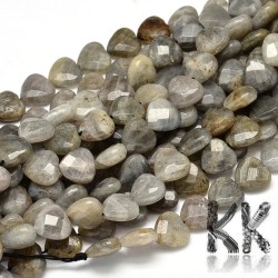 Natural Labradorite Beads - Faceted Heart - 10 x 10 x 5 mm, Hole: 1 mm