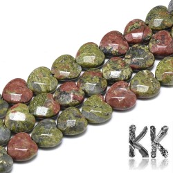 Natural Unakite - Faceted Heart - 10 x 10 x 5 mm, Hole: 1.2 mm