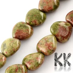 Natural Unakite - Heart Beads - 10 x 10 x 5 mm, Hole: 1 mm