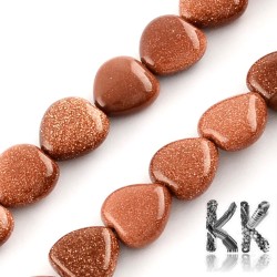 Synthetic Goldstone - Heart Beads - 10 x 10 x 5 mm, Hole: 1 mm