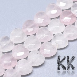 Natural Rose Quartz - Faceted Heart Beads - 10 x 10 x 5 mm, Hole: 1 mm