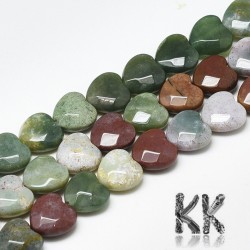 Natural Indian Agate - Faceted Heart - 10 x 10 x 5 mm, Hole: 1,2 mm