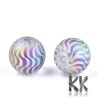 Electroplated transparent frosted glass round beads - with a wave pattern - Ø 8-8.5 mm, Hole: 1.5 mm