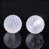 Electroplated transparent frosted glass round beads - with a wave pattern - Ø 8-8.5 mm, Hole: 1.5 mm