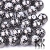 Electroplated opaque glass round beads - with a crackle pattern - Ø 8-8.5 mm, Hole: 1.5 mm