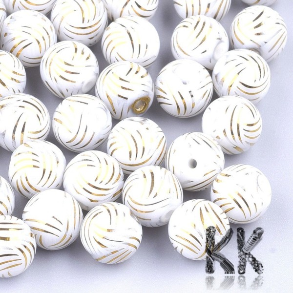 Electroplated opaque glass round beads - with a stripe pattern - Ø 8-8.5 mm, Hole: 1.5 mm