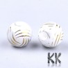 Electroplated opaque glass round beads - with a stripe pattern - Ø 8-8.5 mm, Hole: 1.5 mm