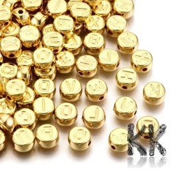 Korálky s písmenky - zlatý mix lentilek - CCB pokov - Ø 7 x 4 mm - 30 g (cca 200 ks)