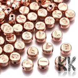 Korálky s písmenky - mix lentilek z růžového zlata - CCB pokov - Ø 7 x 4 mm - 30 g (cca 200 ks)