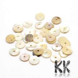 Natural Shell Bead - Heishi - Disc - 7-8 x 1 mm, Hole: 1 mm - 1 package (approx. 144 pcs)
