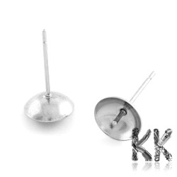 201 Stainless Steel Stud Earring Findings for Semi-Drilled Beads- Ø 4 mm (1 pair)