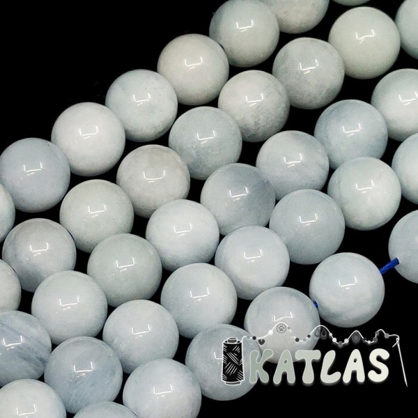 Natural Aquamarine - Round Beads - Ø 8 mm, Hole: 1 mm - Grade AB