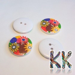 Wooden button - flowers - ∅ 25 x 5 mm