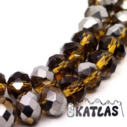 Skleněná broušená rondelka - Ø 8 x 6 mm - polopokovená průhledná - Množství:1 ks