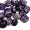 Natural undrilled tumbled stone made of natural amethyst with a size of 36-39 x 25-29 x 21-25 mm, which can be further modified or incorporated into jewellery or given as a lucky stone. The stone is undrilled and is absolutelly natural without any dye. 
Country of origin: Brazil
NOTE: The stones are irregularly shaped and may contain indentations, grooves and small chips that emphasize the absolutely natural origin of the mineral.
THE PRICE IS FOR 1 PCS.