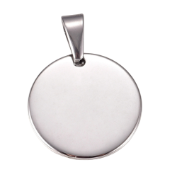 304 Stainless Steel Pendant - Flat Round - Ø 25 x 1.5 mm, Hole: 10 x 4.5 mm