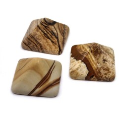 Mineral Cabochon - Natural Brown Marble - So-called Picture Jasper  - 20 x 20 x 12-13 mm - Pyramid