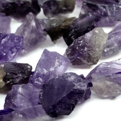 Natural Amethyst Beads - Rough Raw Nugget - 10-22 x 11-22 x 8-14 mm, Hole: 0.7 mm