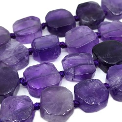Natural Amethyst Beads - Irreguar Square - 11-13 x 11-13 x 5-7 mm, Hole: 1 mm