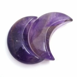 Natural Amethyst Stone - UNDRILLED Moon - 25-30 x 25-30 x 8-10 mm