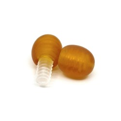 Frosted resin Screw Clasp - Imitation Amber - 16 x 7 mm, Hole: 0.8 mm