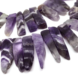 Natural Amethyst Beads - Prism - 19-67 x 8-11 x 4-9 mm, Hole: 1 mm