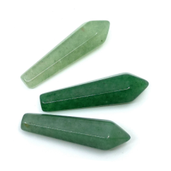 Natural Green Aventurine Stone - UNDRILLED Tumbled Pointed Prism - 30-32 x 9 x 8 mm